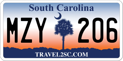 SC license plate MZY206