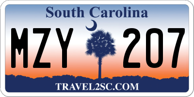 SC license plate MZY207