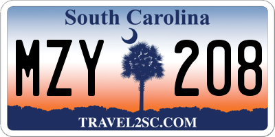 SC license plate MZY208