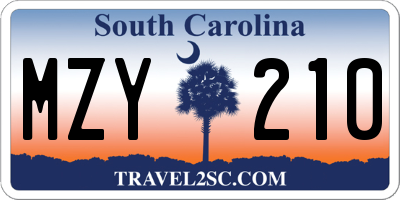 SC license plate MZY210