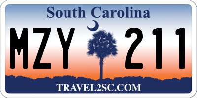 SC license plate MZY211