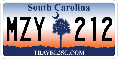 SC license plate MZY212