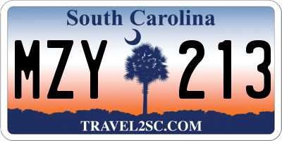 SC license plate MZY213