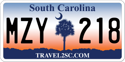 SC license plate MZY218