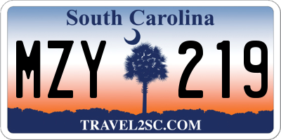 SC license plate MZY219