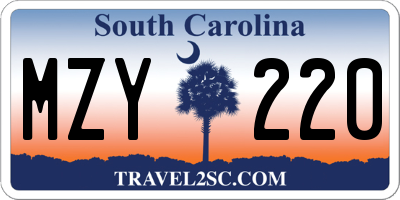 SC license plate MZY220