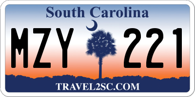 SC license plate MZY221