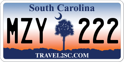 SC license plate MZY222