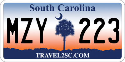 SC license plate MZY223