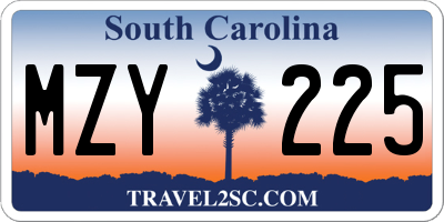 SC license plate MZY225