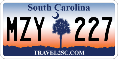SC license plate MZY227