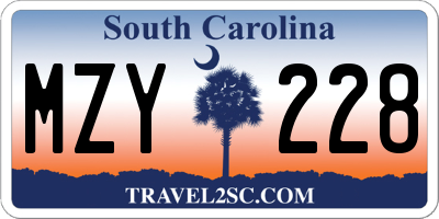 SC license plate MZY228