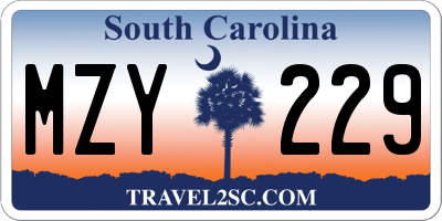 SC license plate MZY229