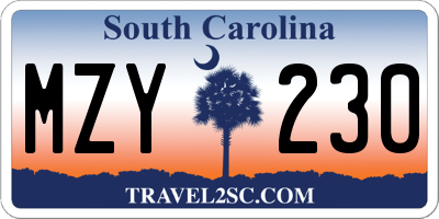 SC license plate MZY230