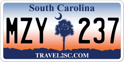 SC license plate MZY237