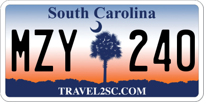 SC license plate MZY240