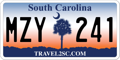 SC license plate MZY241
