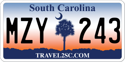 SC license plate MZY243