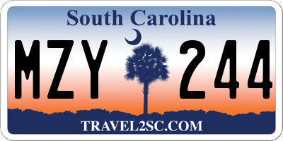 SC license plate MZY244