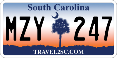 SC license plate MZY247