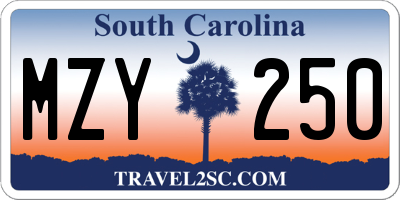 SC license plate MZY250
