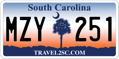 SC license plate MZY251