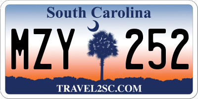 SC license plate MZY252
