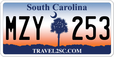 SC license plate MZY253