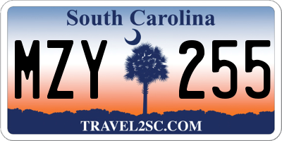 SC license plate MZY255