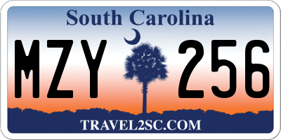 SC license plate MZY256