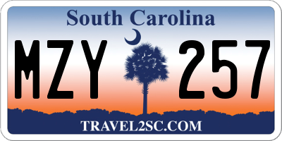 SC license plate MZY257
