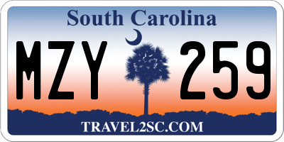 SC license plate MZY259