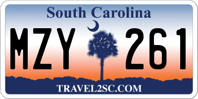 SC license plate MZY261