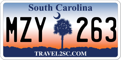 SC license plate MZY263
