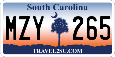 SC license plate MZY265