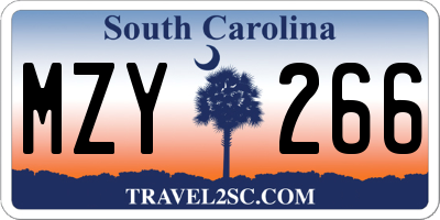 SC license plate MZY266