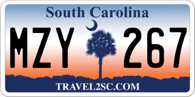 SC license plate MZY267