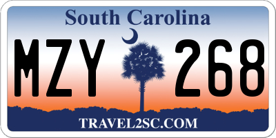 SC license plate MZY268