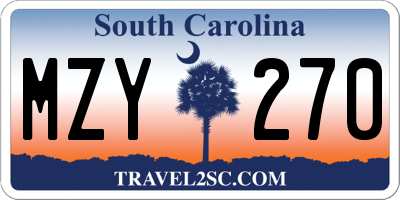 SC license plate MZY270