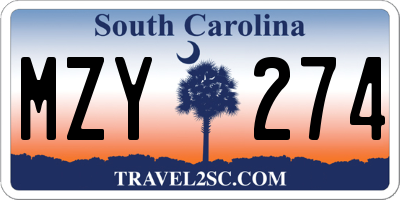 SC license plate MZY274