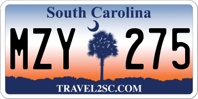 SC license plate MZY275
