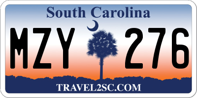 SC license plate MZY276