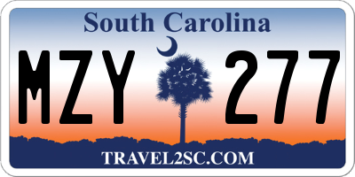 SC license plate MZY277