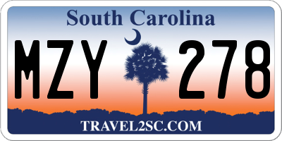 SC license plate MZY278