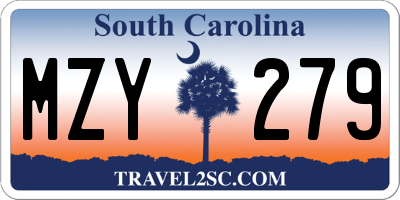 SC license plate MZY279