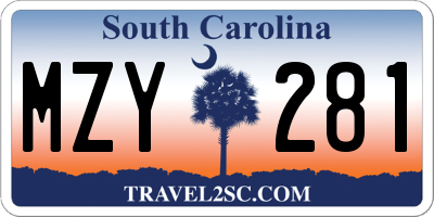 SC license plate MZY281