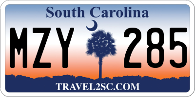 SC license plate MZY285