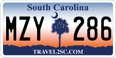 SC license plate MZY286