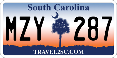 SC license plate MZY287