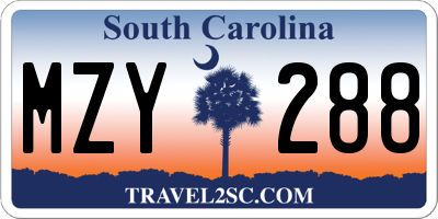 SC license plate MZY288